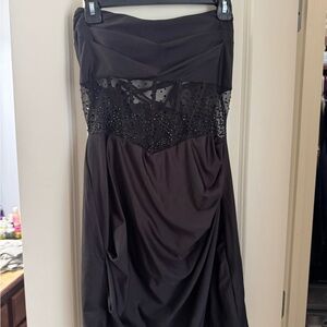 B Darlin Black Strapless Prom Dress